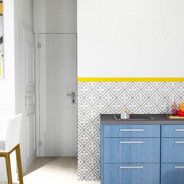 architecte interieur decorateur decoration studio petit espace cuisine équipée bleu
