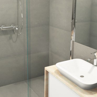 architecte interieur decoration salle de bain combles sous pente toiture spa douche à l'italienne