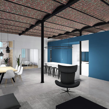 architecte intérieur architecte d'intérieur interieur architecture décorateur decoration décoration plans esquisses meuble mobilier sur-mesure sur mesure 3D conception verrière blanc noir ikea bois brique poutre contemporain buanderie